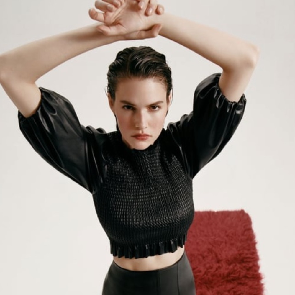 Zara Faux Leather Stretchy Top